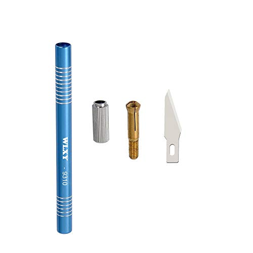 Precision Cutter Utility and Hobby Knife, Solid Metal Art Pen Knife with 5 Replacement Blades-Craft Knife Set for DIY Art Creation Cutting Carving Scrapbooking (Blue)