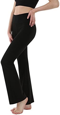 THEOUTOF Women’s Power Yoga Pants – Mid Bootleg Long WBL8517 Black Large – Control Shapewear with Streamlined Design Leggings Dance Studio School