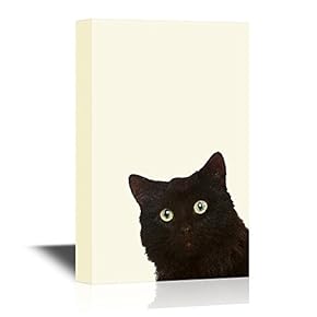 Peekaboo Animals Canvas Wall Art - A Black Cat - Gallery Wrap Modern Home Art | Ready to Hang - 12x18 inches