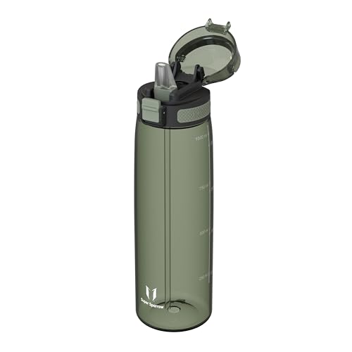 Super Sparrow 水筒 1L 米国Tritan製 ストロー付き BPAフリー 漏れ防止 ウォーターボトル