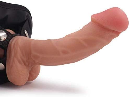 Women Adjustable Wearable Waist Belt Lingerie with 5 inch Silicone Elastic Massage Wand in Purple