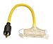 Coleman Cable 09084 Generator Power Cord Adapter, 12/3 Splitter 3-way Adapter, L5-20P to (3) Lighted 5-15R, 2-Foot primary