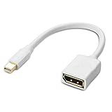 Cable Matters Mini DisplayPort to DisplayPort Adapter (Mini DP to DP) in White - 4K Resolution Ready - Thunderbolt and Thunderbolt 2 Port Compatible