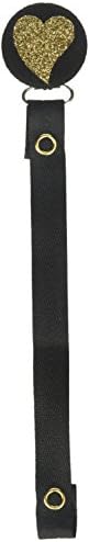 ClassyPaci Heart Pacifier Clip, Gold/Black