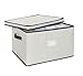 Chapman & Grand Wine Glass Storage Chest, Protective Container Box with Lid for Stemware, (Light Beige-Navy)