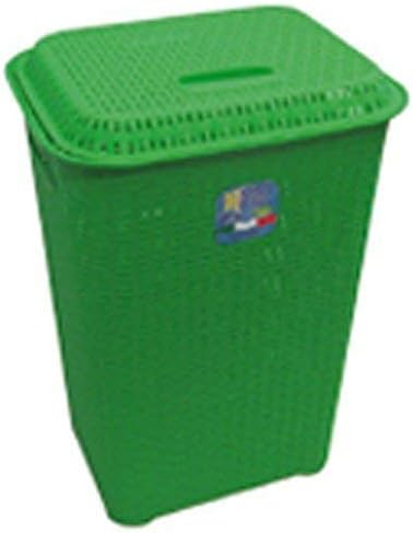 DUPLAST 60 Litre Rattan Design Washing Laundry Basket Hamper (Green)