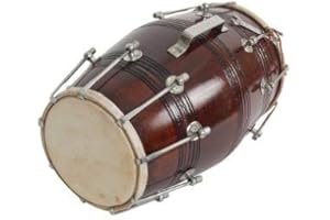 Satnam Traditional 17-Inches Bolt Tuned Handmade Dholak Drum | Dholak Instrument | Dholki Music Instrument - 100% Made in India (Dark Wood)