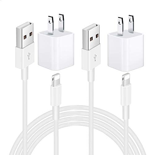 Aymuna iPhone Charger, Durable USB Cable (2-Pack) Fast Charging Data Sync Transfer Cord with Plug Travel Wall Charger Compatible with iPhone X/8/8 Plus/7/7 Plus/6/6S/6 Plus/5S/SE/Mini/Air/Max-White