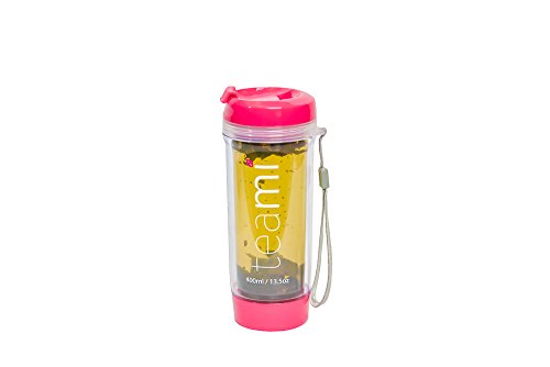 FRUIT INFUSER Water Bottle Tumbler with a Lid | 100% BPA FREE | Our Best Infusion Bottles for Infused Fruit, Smoothies, Tea, and Coffee | Double Walled Mug, Hot & Cold (13.5 Ounces, Pink)