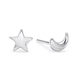 SUNGULF One Pair Set of Sterling Silver Star and Moon Stud Earring