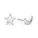 SUNGULF One Pair Set of Sterling Silver Star and Moon Stud Earring
