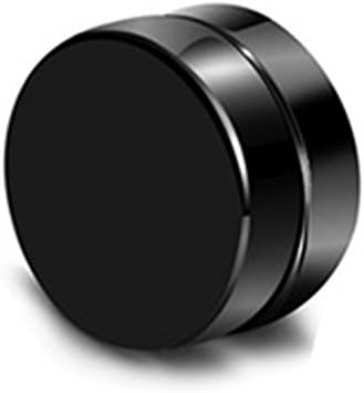 Riskt 1 Pair Magnetic Stud Earrings for Women Men Metal Magnet Ear Decoration (Black, 10mm)