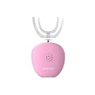 IPX7防水 怠け者牙刷-電動 U型 超音波 全方位 自動歯ブラシ ワイヤレス充電 ユニークなU字型のマウスピース わずか15秒で歯磨き 自動バブル 冷光ホワイトニング 口腔健康用ツール (ピンク)