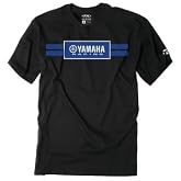 YAMAHA S/S T-Shirt 100% Cotton Powersports Motorcycle ATV UTV Crew Neck Short Sleeve T-Shirt - Stripes Black, Size: X-Large