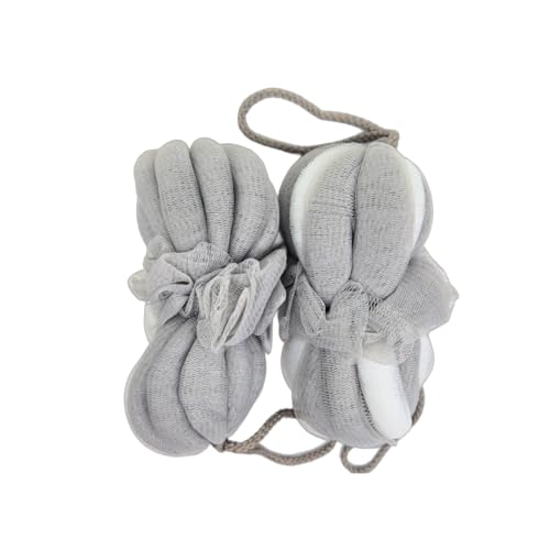 Lindo Double Bubble Stretchable Loofah, 2 Pack, Exfoliating Bath Sponge, Extendable for Hard to Reach Places. (Gray)