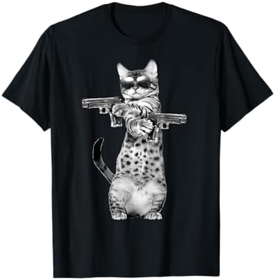 Amazon.com: FRESAN - Gun Cat Lover Cool Kitten Weapon T-Shirt