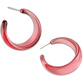 Colorful C shape Hoop Earrings for Women Resin Acrylic Y2k Multicolor Chunky Big Lightweight Jewelry