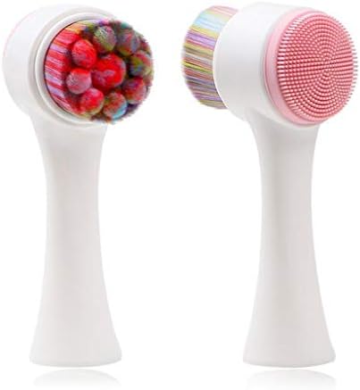 Face Cleanser Facial Massage Cleansing Milk Remover to Blackhead deep Cleansing Brush Cleansing Milk Double-Sided Silicone Portable Soft mild Fiber