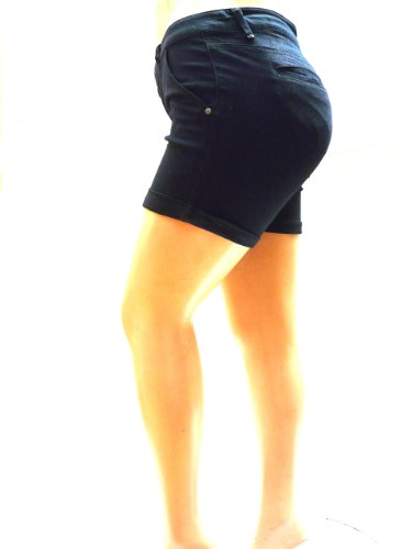 1826 / Jack David Women's PLUS SIZE Stretchy Denim JEANS Short dark BLUE & BLACK