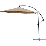 Coolaroo 339968, Freestanding Patio, 90% UV Block, Round Two Position Tilt, Mocha 10' Cantilever, Adjustable, Shade Umbrella