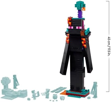 Minecraft 2-en-1 La Tour de l’Enderman - Jouet Modulaire sous Forme de 2 Forteresses - Figurines Mob d'Enderman & Portail du Nether - Cadeau pour Gamer, Garçon ou Fille dès 9 Ans 21279