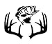 Fish Deer Antlers Fishing Hunting Vinyl Decal Sticker|Black|Cars Trucks Laptops Tool Box Wall Art| 7