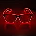 Aquat Glow Neon Rave Glasses El Wire Flashing LED Sunglasses Light up Costumes for Party, Halloween, DJ, Wired with Battery Power RB01 (Red, Black Frame)