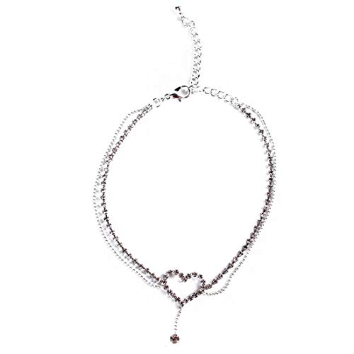 Sperrins Heart Pattern Crystal Anklet Women Simple Rhinestone Anklet Foot Accessories (Color 2)