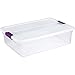 Sterilite 17551706 32 Quart Clear View Storage Container With Plum Handles