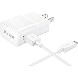 New Samsung EP-TA20JWE Fast Charging Travel Wall Charger and Original Micro USB Cable for Samsung Galaxy S6, S4, S3, Edge and Note 4 - White - Bulk Packaging