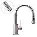 Wasserrhythm Stainless Steel Kitchen Sink Faucet with Pull Down Spray Head Single Lever Brushed Nickel with Deck Plate