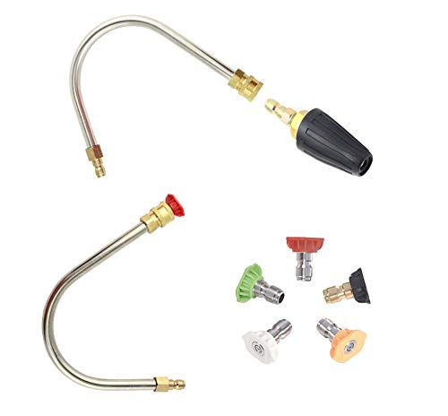 Obecone Gutter Cleaner Wand Attachment,Gutter Cleaning Tool for Pressure Washers, Coupled with 1/4" Brass Quick Coupler x 1/4" QC Plug,5000PSI - Thumbnail 4