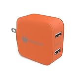Wall Charger 24W 4.8A Wanshine Smart Dual Port USB Travel Charger for iPhone iPad, Samsung Galaxy, HTC Nexus Moto Blackberry(Charges Fast and Quickly) - Orange
