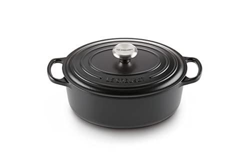 Le Creuset Signature Gusseisen-Bräter mit Deckel, Ø 31 cm, Oval, Für alle Herdarten und Induktion geeignet, Volumen: 6,3 l, 5,705 kg, Schwarz, 2117831
