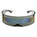 zeroUV - 80s Futuristic Cyclops Cyberpunk Visor Sunglasses with Semi Translucent Mirrored Lens (Smoke/Ice)