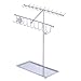 MyGift White Metal Jewelry Organizer Stand, 30-Hook Necklace Bracelet Hanger Display Rack with Ring Tray