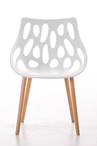 CLP-Sedia-in-Polipropilene-Hailey-Sedia-Design-Telaio-in-Legno-di-Faggio-Sedia-da-Pranzo-Seduta-44-cm-Sedia-Moderna-Portata-Max-150-kg-Sedia-Attesa-Facile-da-Pulire-Bianco