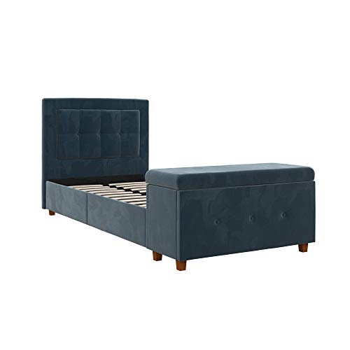 DHP Davina Upholstered Bed with Storage Chest for Kids, Twin Size, Blue Velvet Pricepulse