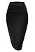 Noble U Women Elastic Waist Band Stretchy Fabric Pencil Skirt (Large, Banded_Black)