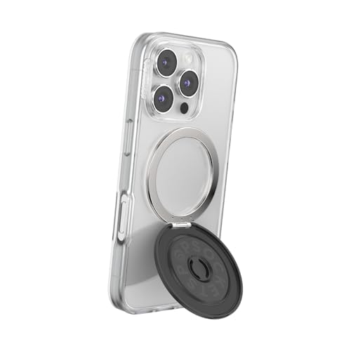 PopSockets Kick-Out Grip für MagSafe, Verstellbarer Ständer für Hoch- oder Querformat, Magnetischer Halter, Black - Black
