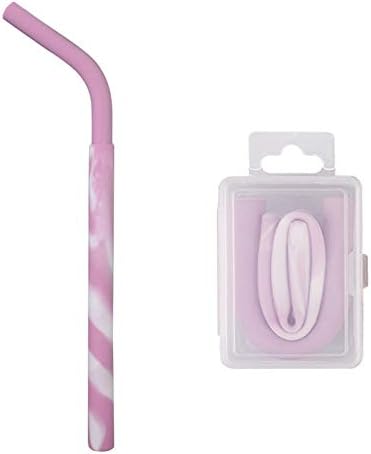 Weite Colorful Spiral Pattern Straw, [Reusable] Folding Soft Silicone Drinking Bent Straw with Exquisite Box [BPA Free]
