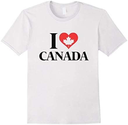 Men's Canadian Tees: I Love Canada With Maple Leaf T-Shirt XL White