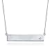 GlitterLounge Horizontal Bar Pendant Necklace .925 Sterling Silver CZ Silver Link Chain 16