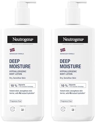 Neutrogena Norwegian Formula Deep Moisture Body Lotion Dry and Sensitive Skin, 400 ml (Pack of 2)