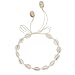 SUNSCSC Handmade Summer Beach Shell Conch White Velvet Rope Choker Necklace Adjustable Conch Shell Necklace Jewelry (White)