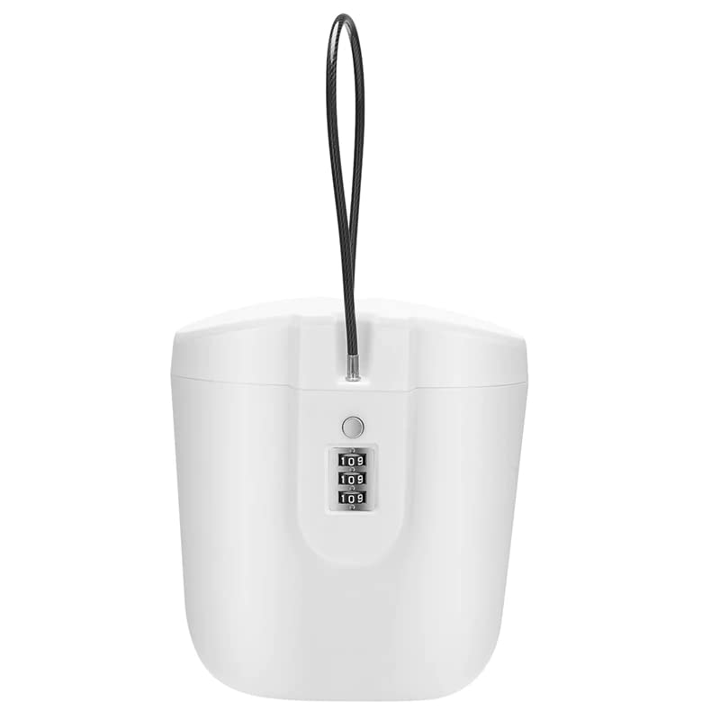 Portable Bucket Lock, Cipher Safe Box, Anti Theft,Travel Safe Lock Box, Mini Lockbox with 3 digit Combination Lock, Small Safe for Phone, Money & Valuables (White)