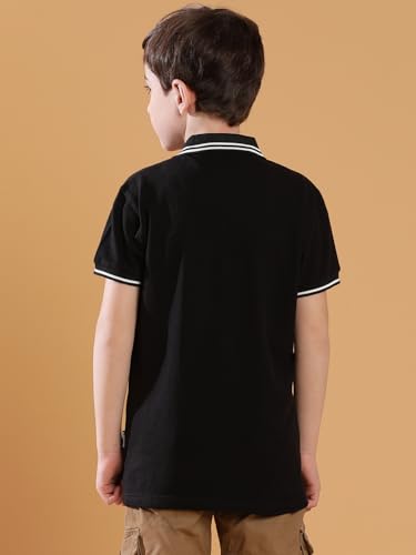 Li'l Tomatoes Boy Cotton Blend Solid Regular Fit Polo Shirt (GBT-S24-1409_Black) 3