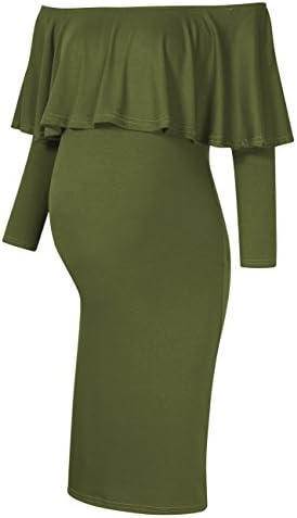 MissQee Women's Maternity Dress Off Shoulder Casual Maxi Dress