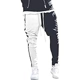 WOCACHI Mens Color Block Jogger Pants Stripe Side