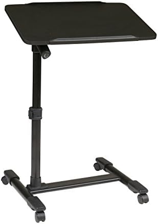 Office Star Mobile Laptop Cart with Black Powder Coated Steel Frame and Adjustable Top
